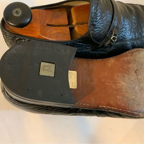 Rare Vintage D’Marco Mens Black Embossed Slip On Loafers Shoes US Sz 9.5M main image 15